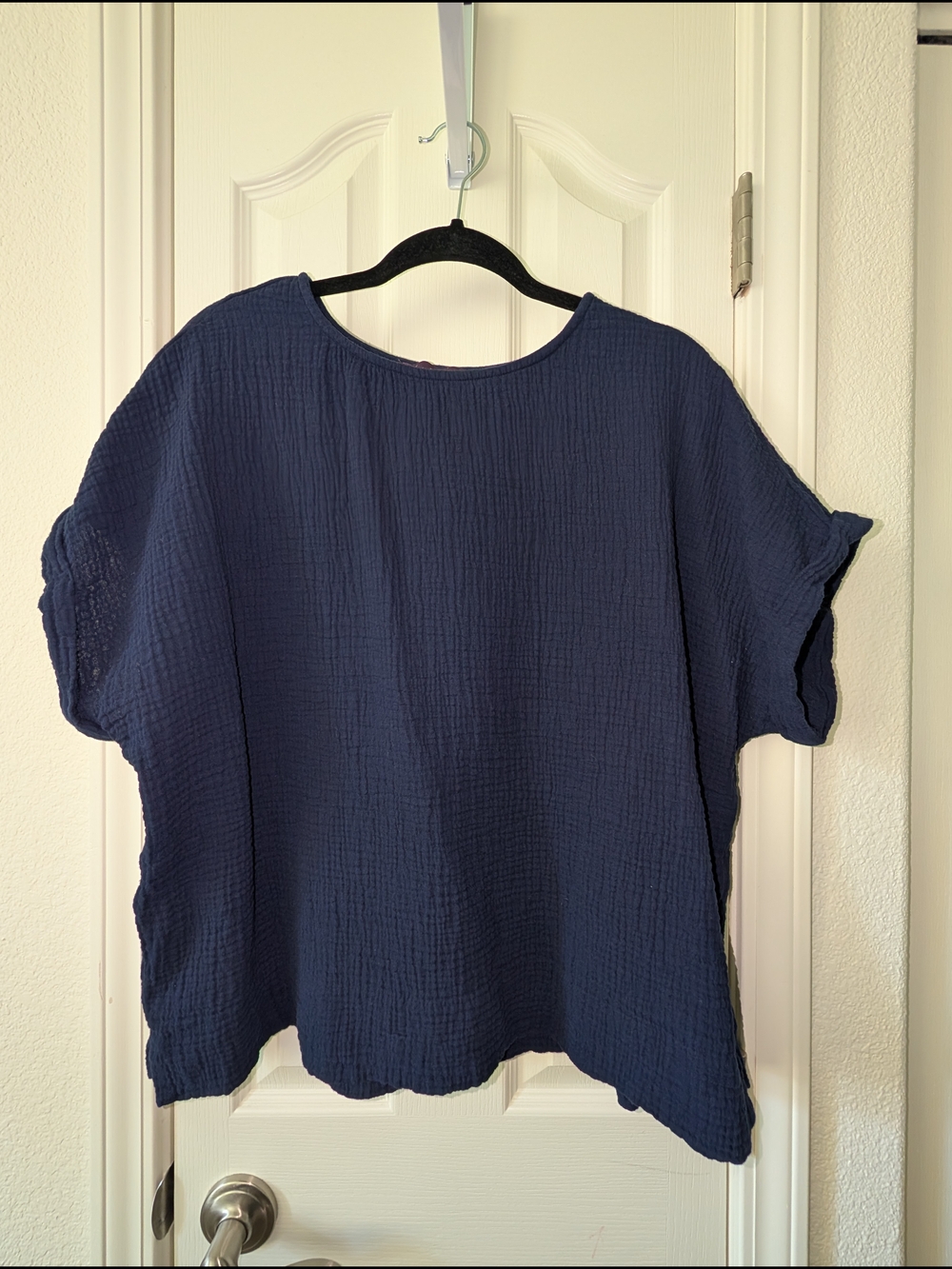 Gloria Vanderbilt Navy Textured Short Sleeve Tunic Top XXL
